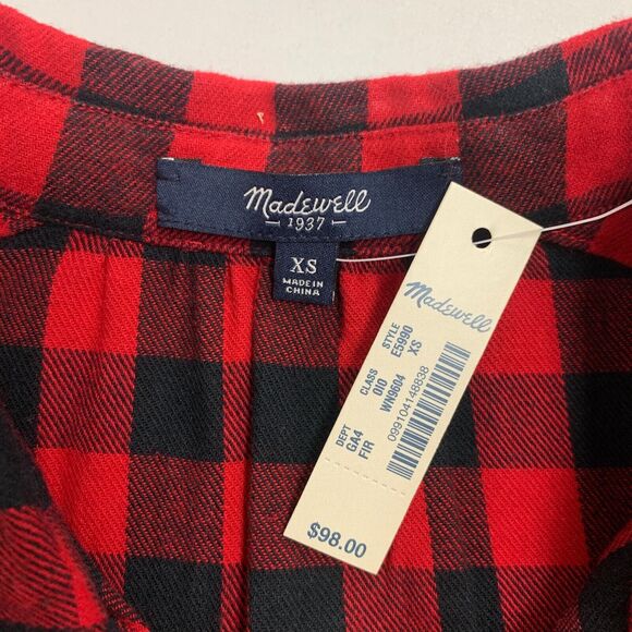 Madewell Flannel Latitude Shirt Dress Womens XS Extra Small Buffalo Plaid Cotton - Picture 10 of 14